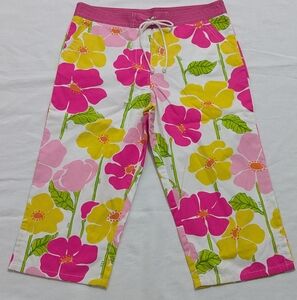 Lilly Pulitzer Pink & Yellow Floral Beach Pants